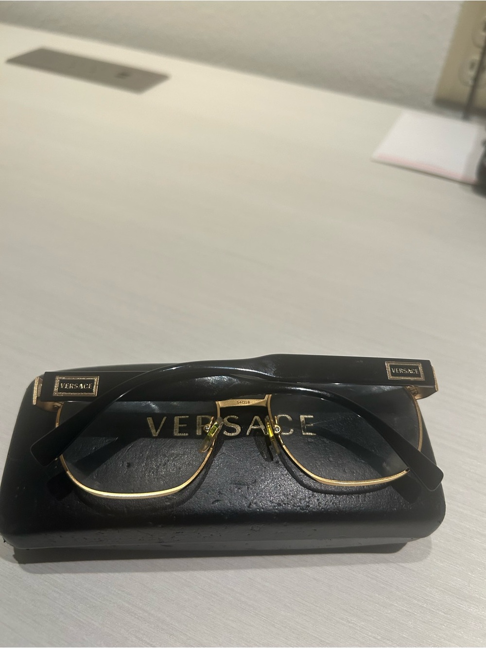 Versace Black and Gold Men’s Aviator Eyeglasses